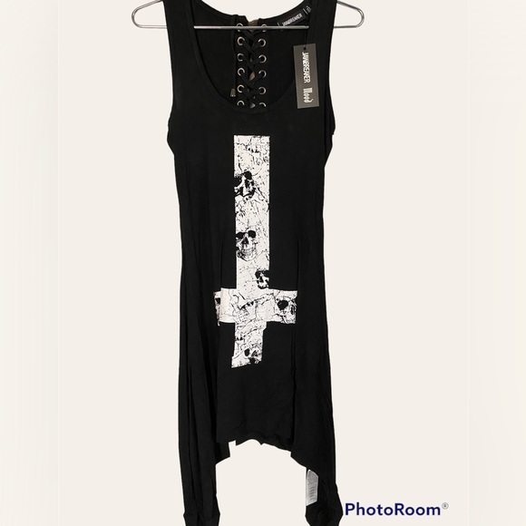 Tripp nyc Dresses & Skirts - NWT’s Jawbreaker lace up graphic skull Y2K dress